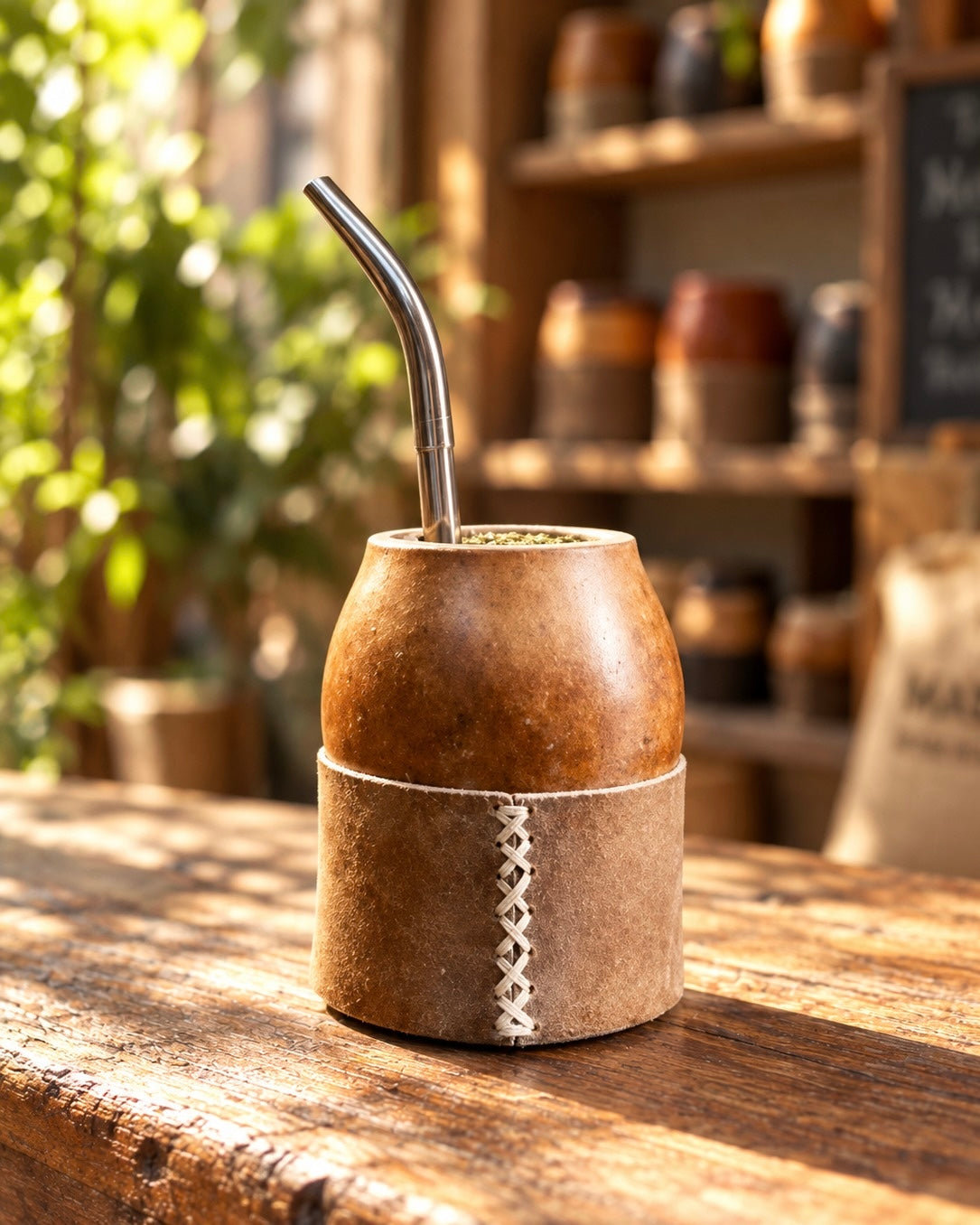 Mate criollo con base de cuero
