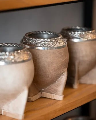 Mate torpedo de alpaca cuero crudo
