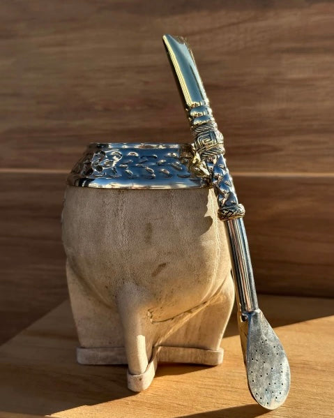 Mate torpedo de alpaca cuero crudo